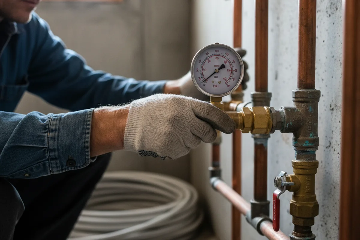 Pressure testing a repaired line during Water Line Repair in Richford